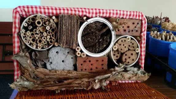 Bug Hotel in an old picnic basket